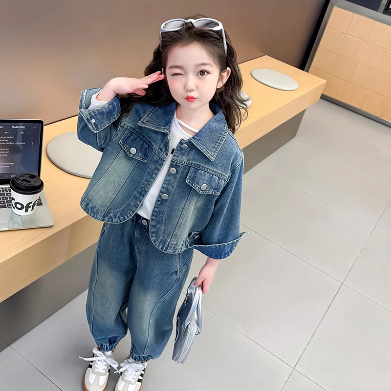 女童牛仔套装韩系早春穿搭春秋季2025新款宝宝洋气时尚儿童装春装