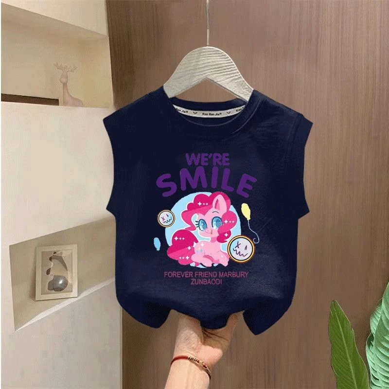 夏季新款中小童小马宝莉韩系ins风上衣t恤女童宝宝甜美纯棉背心衫