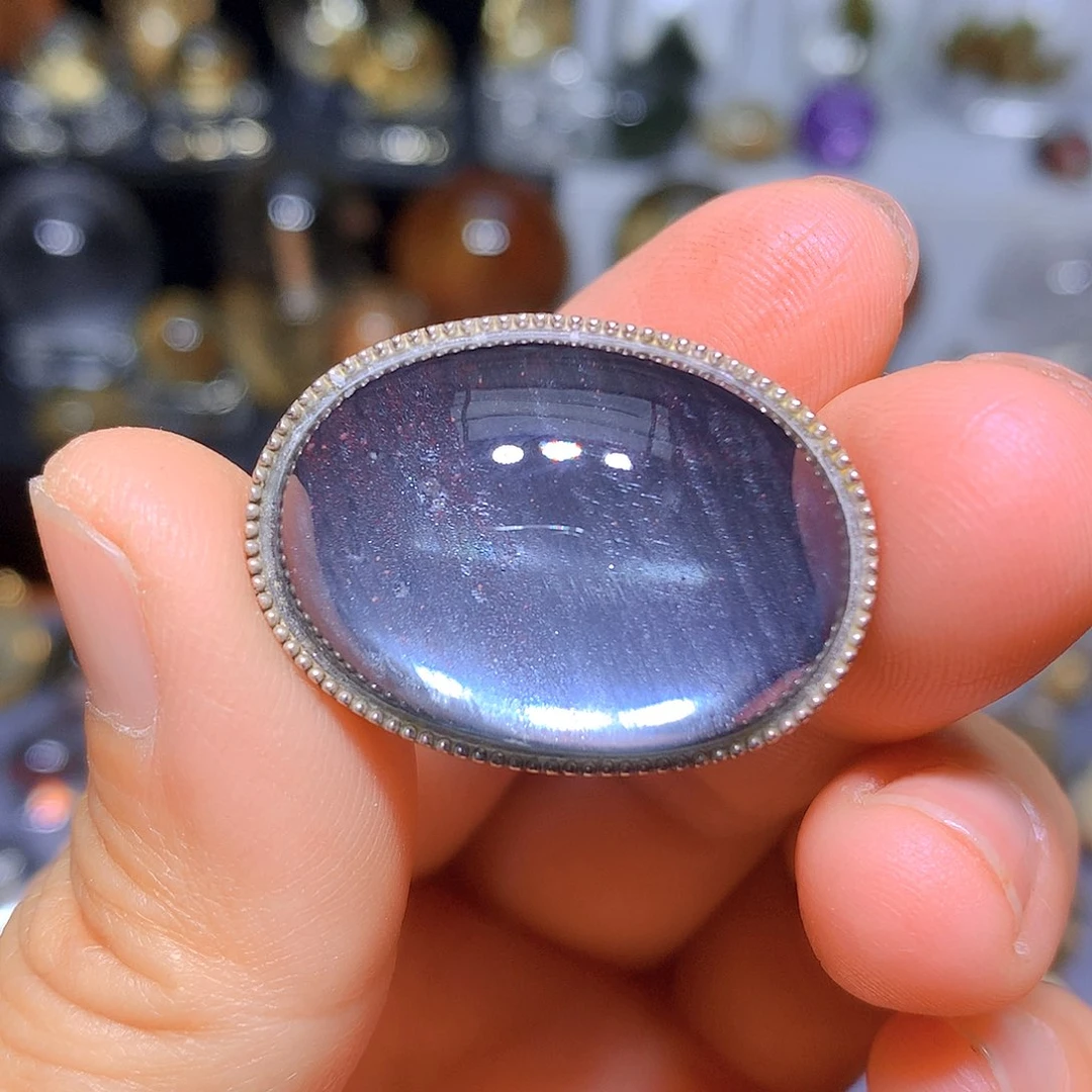 水晶吊坠银S925镶嵌天然水晶