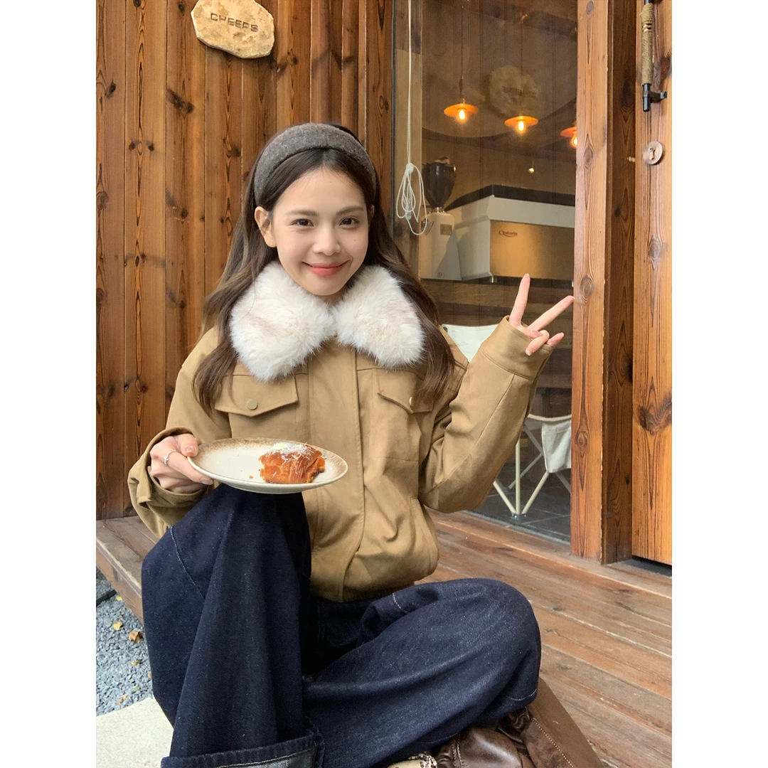 宋正恩12/1 10:00AM【驼色麂皮绒毛绒领工装拉链夹克】可提SH720