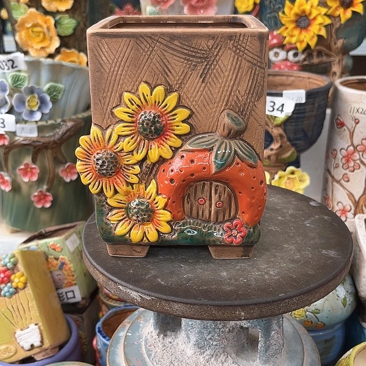 紫砂花盆粗陶材质多肉花盆