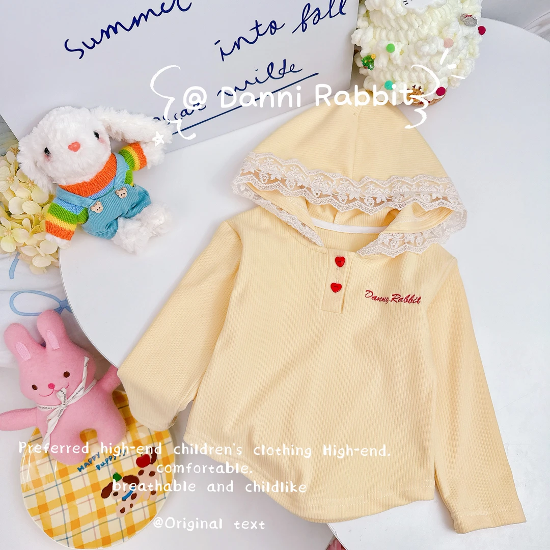 「Dannirabbit」【秋の物语】字母简约爱心扣女童连帽打底衫【K-1170】