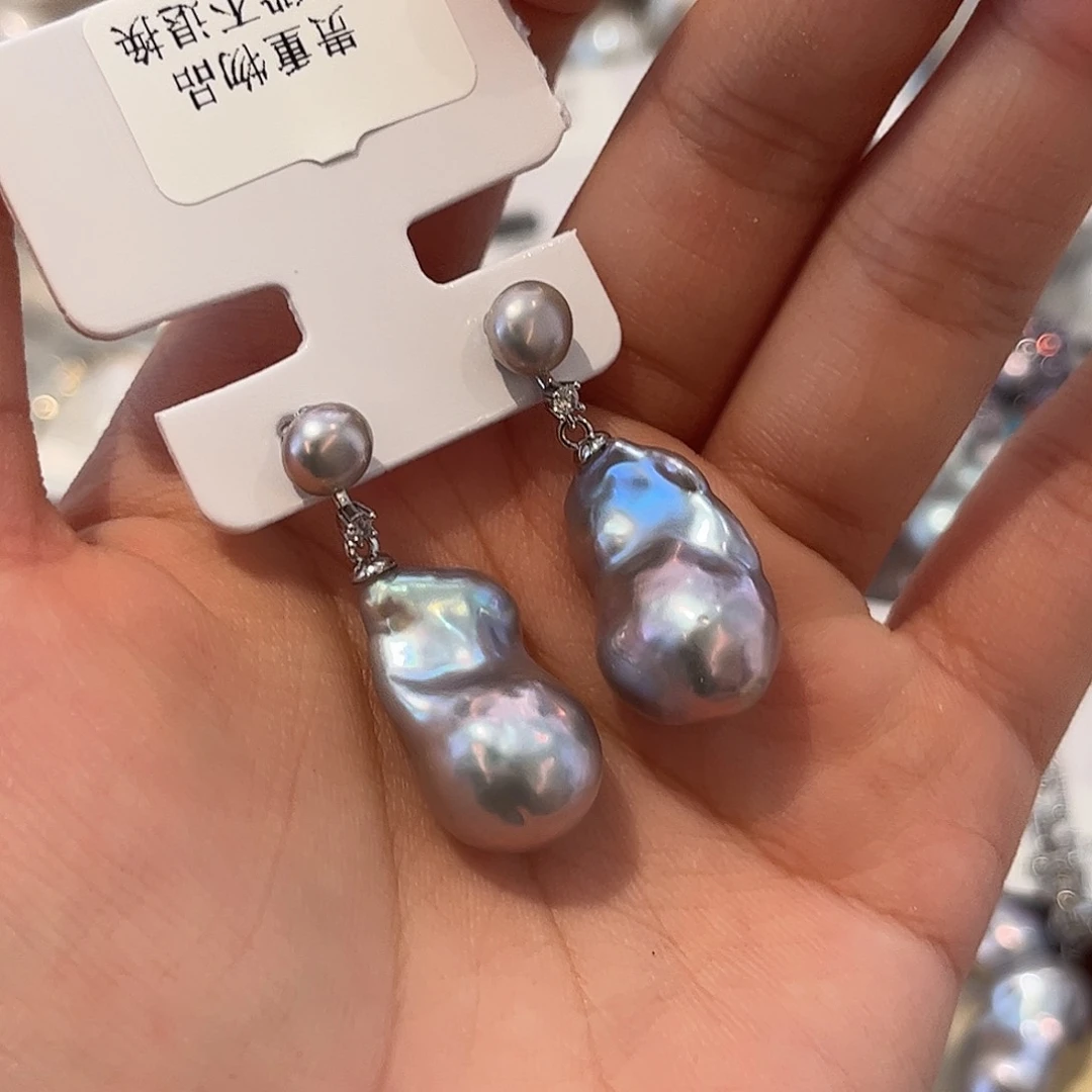 合金淡水珍珠耳饰