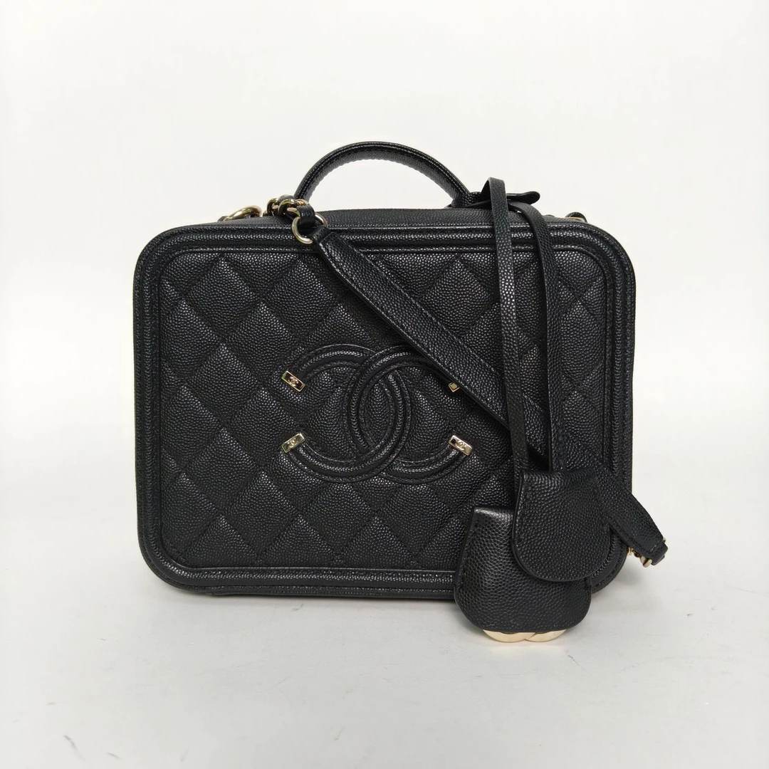 95新 Chanel/香奈儿 小花柳 相机包 横版 配手柄 中号 28开 金扣