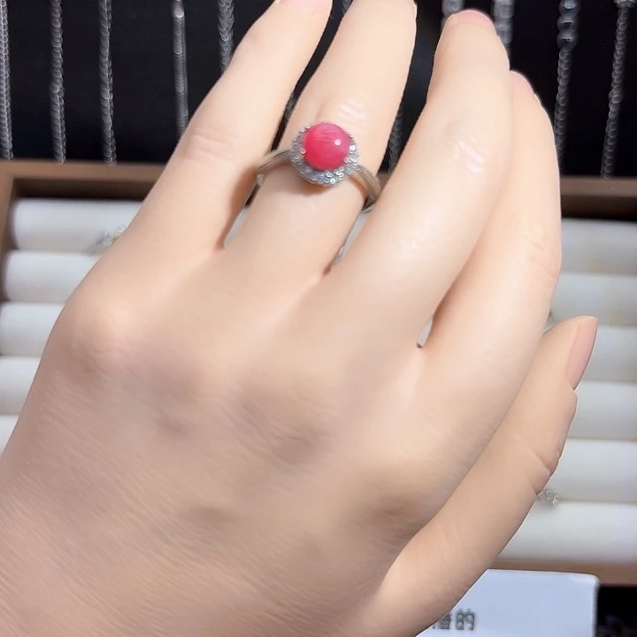 蔷薇辉石银S925镶嵌戒指