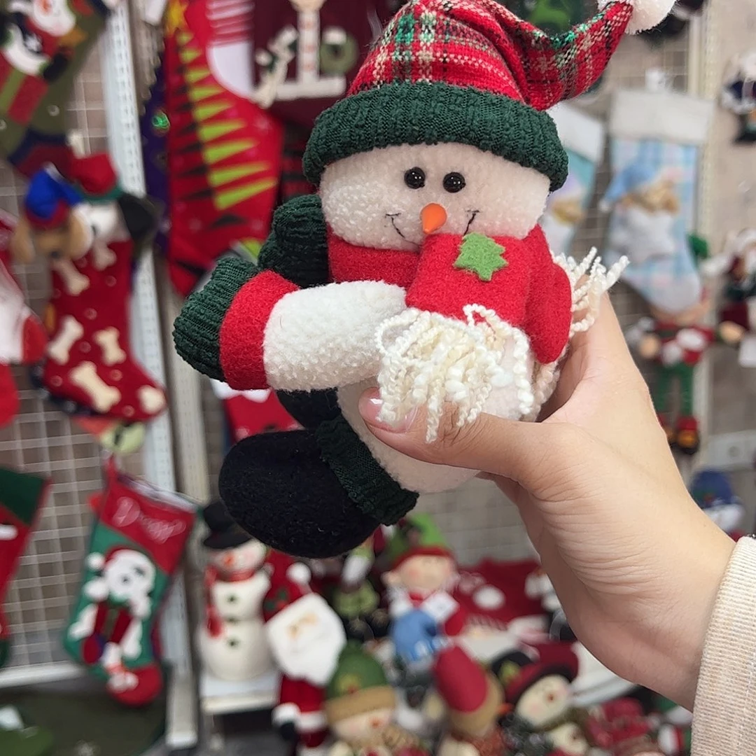 毛绒圣诞雪人中古摆件