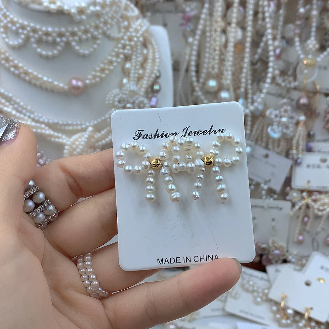 淡水珍珠耳饰银S925镶嵌