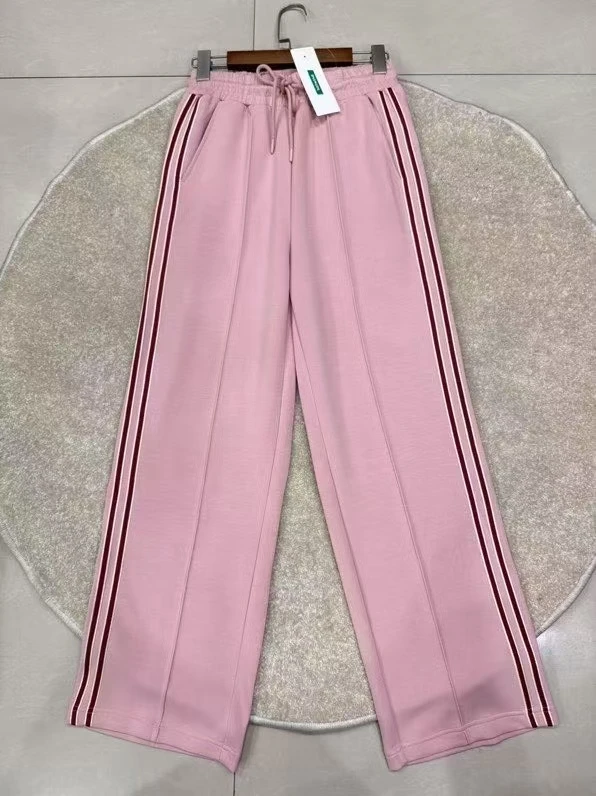 粉色阔腿裤宽松显瘦直筒休闲裤春秋百搭运动裤女