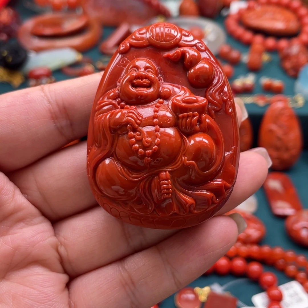 南红玛瑙未镶嵌毕业级瓦西南红佛公吊坠