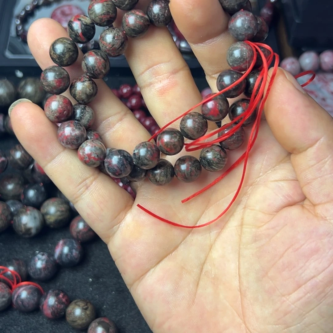 天然辰砂原石手串