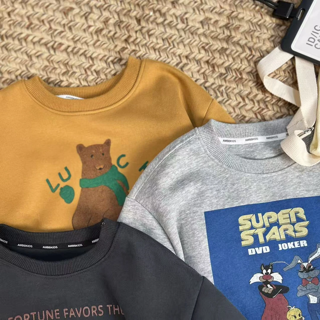 儿童卡通卫衣2025秋男女童韩版休闲宽松套头衫上衣