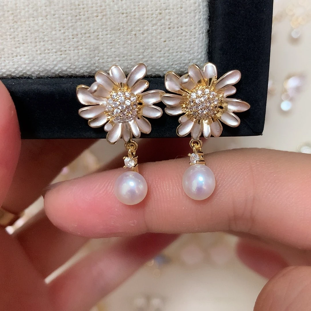 淡水珍珠耳饰合金