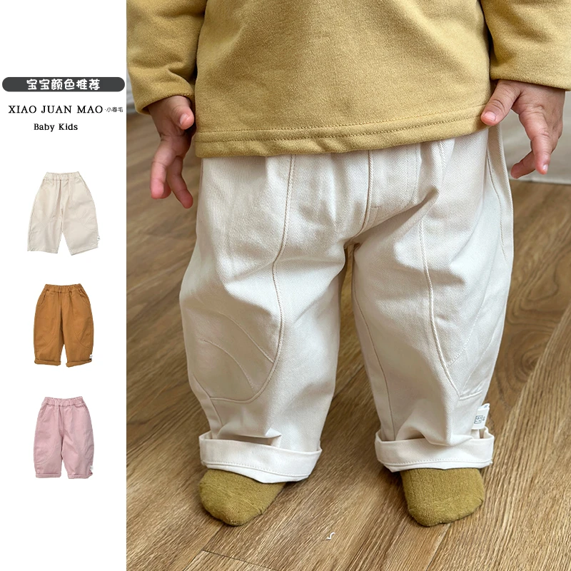 T25C137 春秋新款韩版男女宝休闲斜纹裤子百搭宽松裤儿童裤子外出