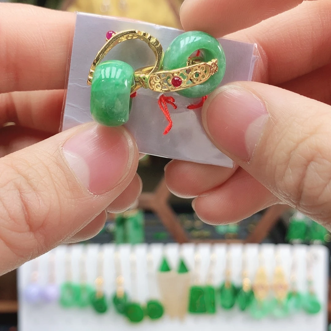 翡翠耳饰银S925镶嵌耳饰