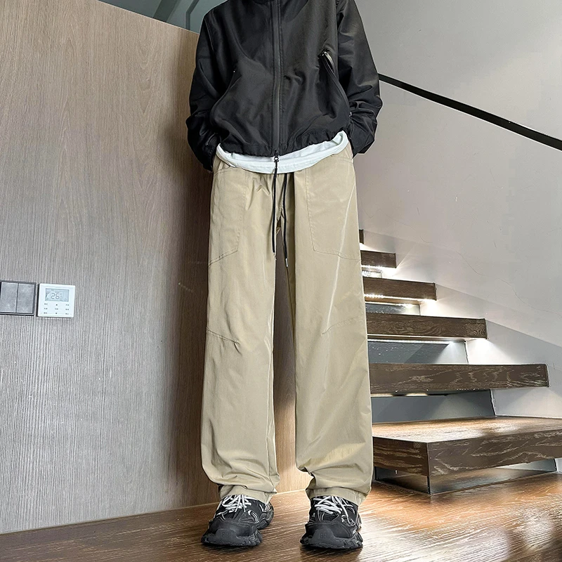 BF73春秋潮牌美式复古纯色简约系带休闲百搭长裤