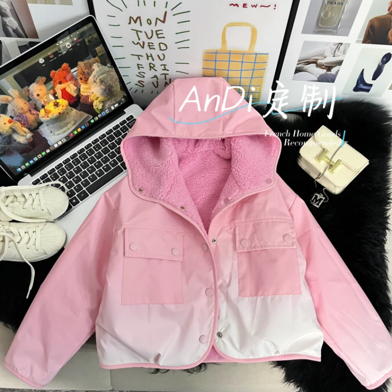 〖ANDI〗安迪两面穿棉衣秋冬款中大童韩版时尚外套5226
