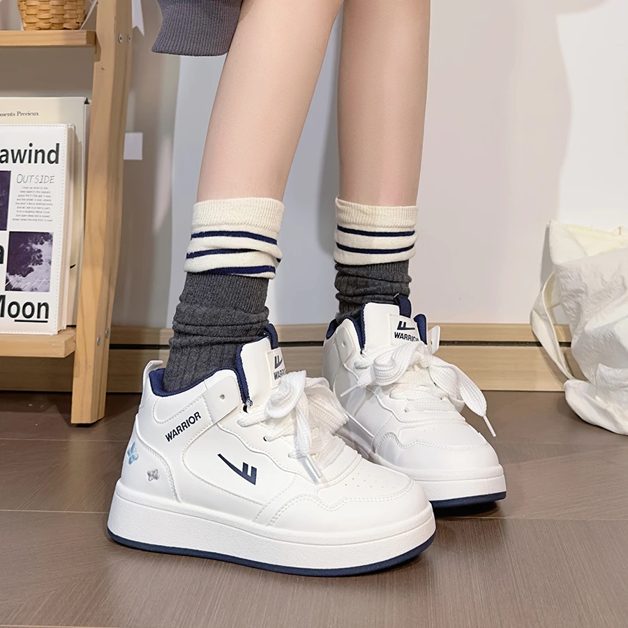 回力厚底高帮女鞋2025新款蝴蝶小白鞋女百搭韩版板鞋通勤休闲鞋女