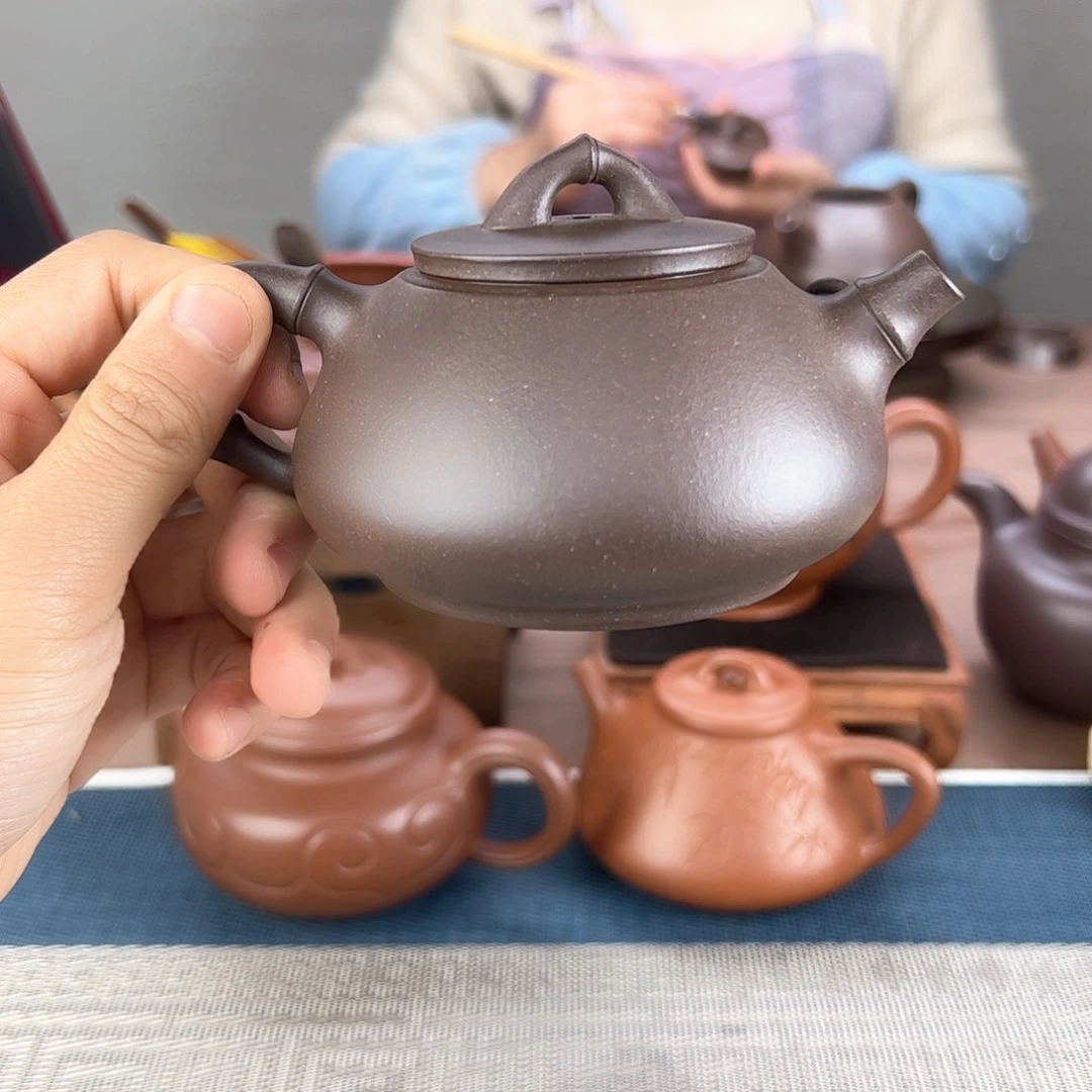 紫砂茶壶竹瓢 全手工 紫泥