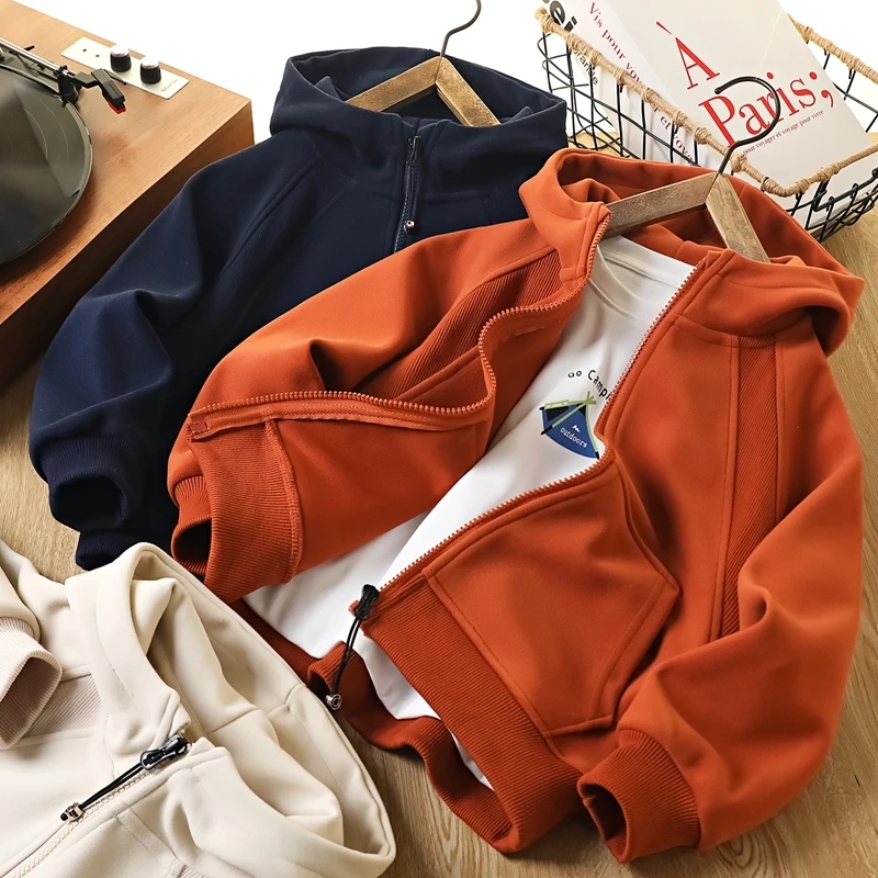 男童春秋新款连帽拉链外套中大童休闲宽松运动服防风上衣6671