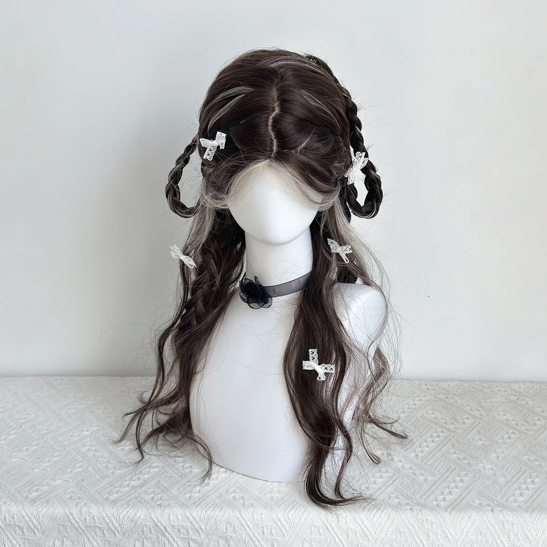 灰金色挑染假发女长卷发亚裔混血感中分大波浪假发甜酷辣妹全头套