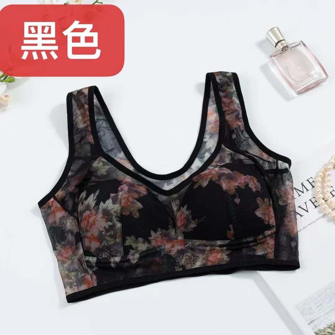 不限季节奢华性感蕾丝无痕背心直筒型大胸显小透气