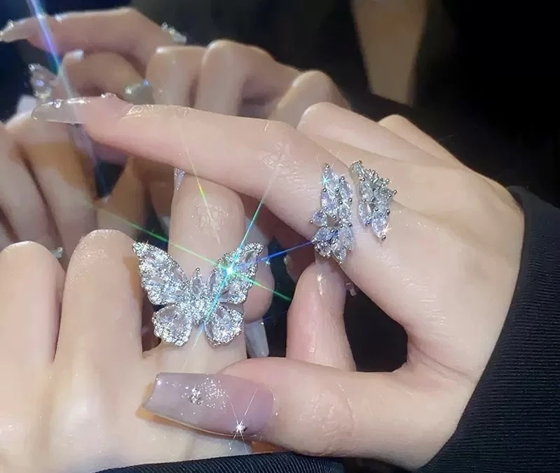 铜合金戒指 铜合金戒指 轻奢精致 锆石时尚百搭ins小众开口可超闪