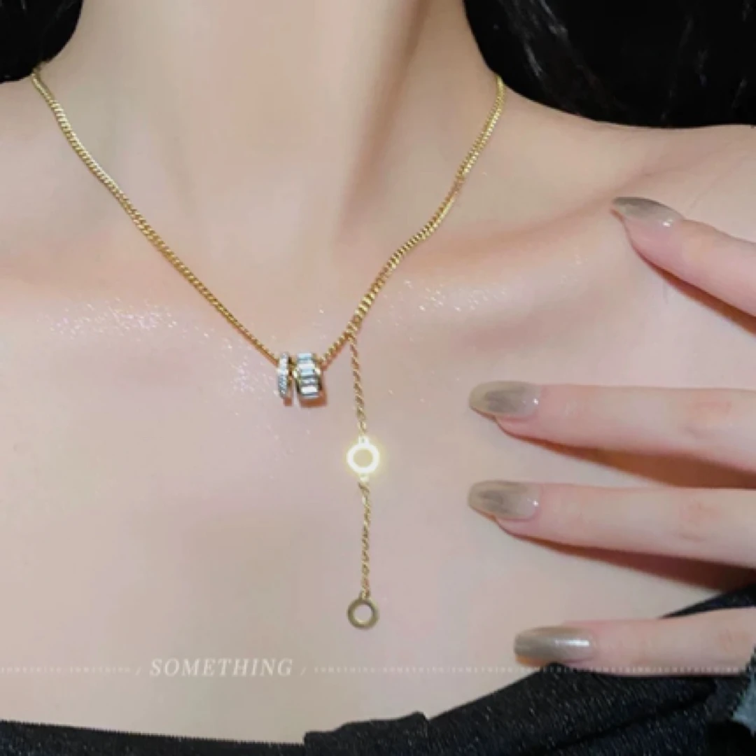 铜合金项链 年轮圆环小蛮腰项链女经典百搭路路通不掉色高级轻奢