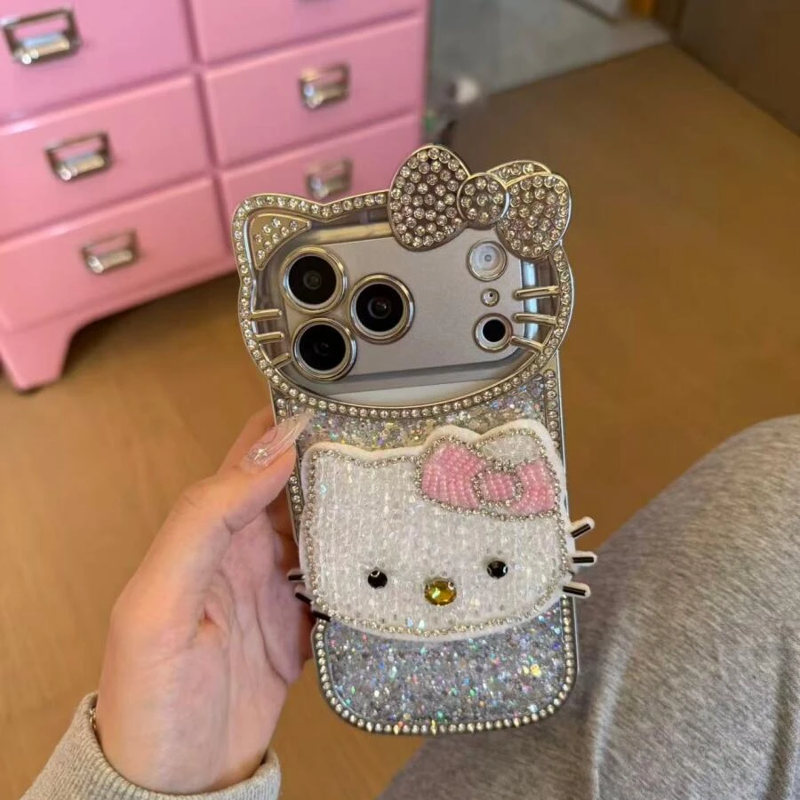 高级感闪钻猫咪镜头立体适用于苹果17ProMax手机壳保护套16pro/15