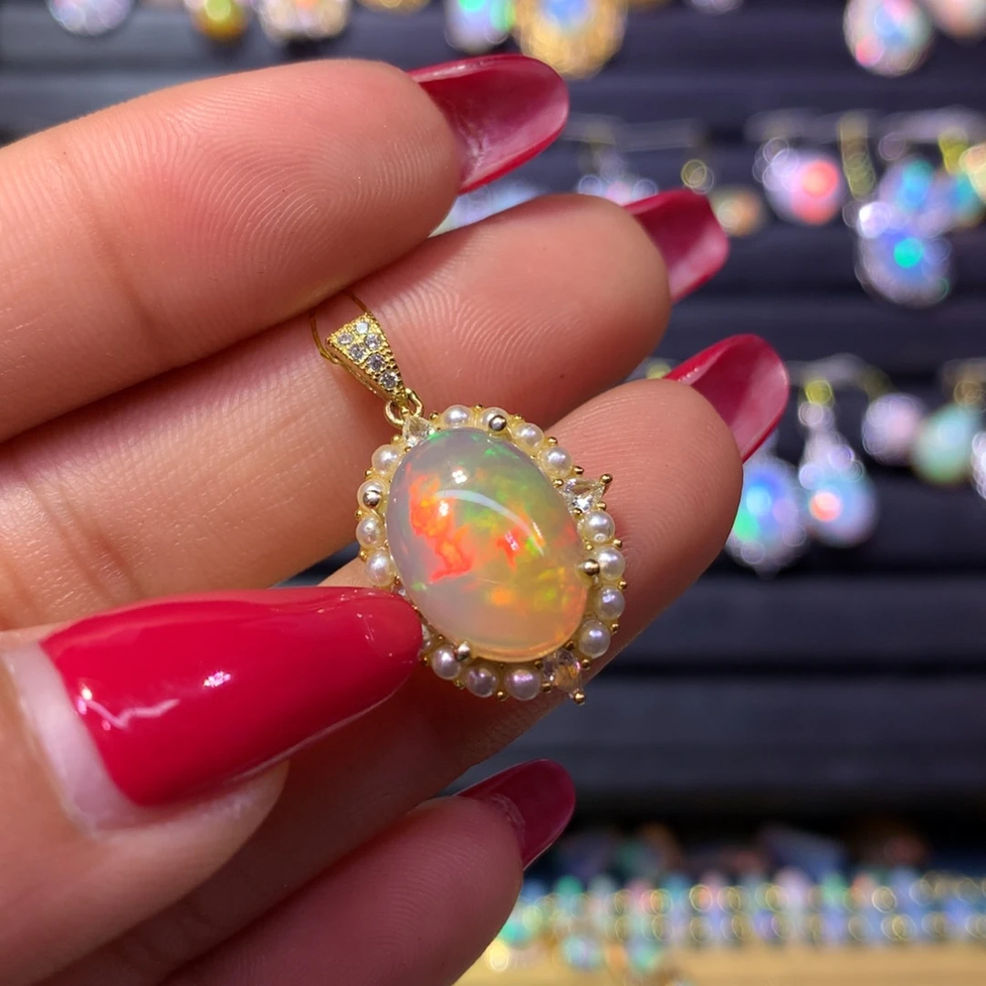 欧泊银S925镶嵌吊坠款