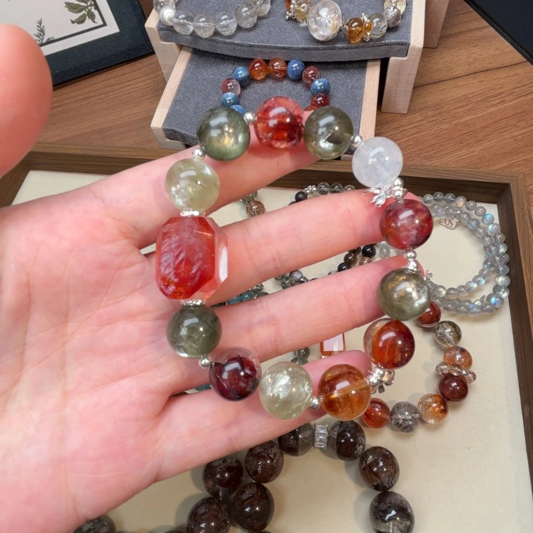 银S925镶嵌水晶手链天然水晶圣诞系列手串