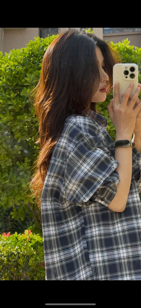 幂式穿搭格子衬衫女慵懒风复古宽松衬衣开衫外套长袖上衣春秋季