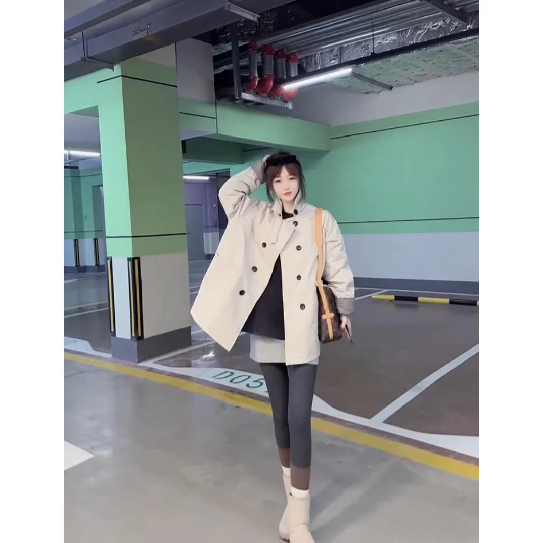 2025春季新款韩版宽松加厚薄棉冲锋衣外套女中长款洋气百搭风衣潮