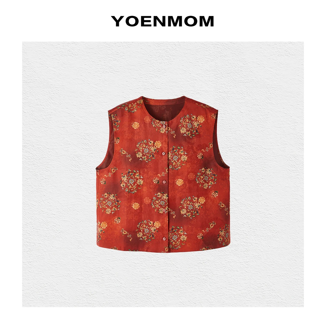 YOENMOM·宫廷团花·100桑蚕丝香云纱显白显气色精致俏皮减龄马甲