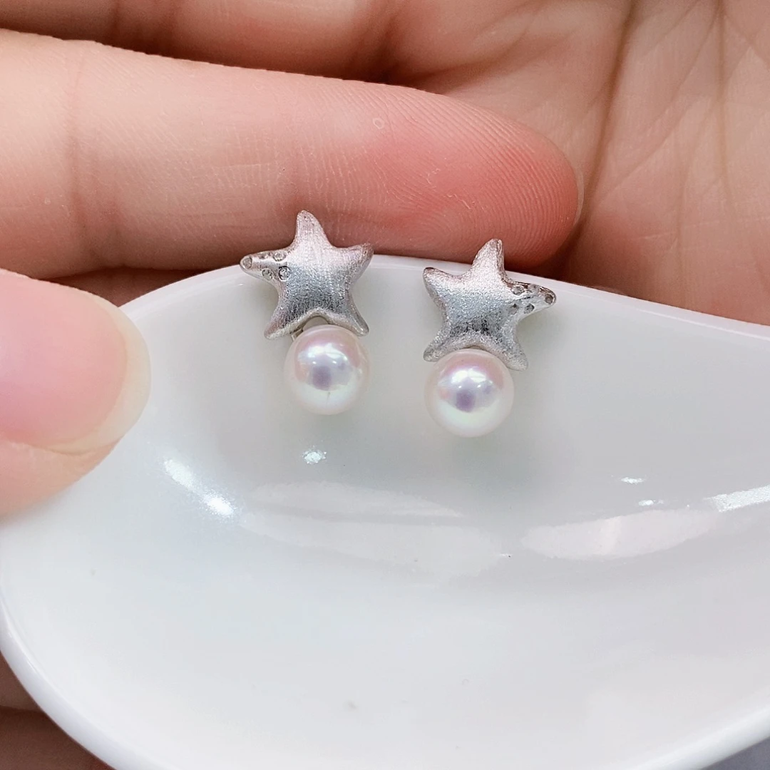 银S925镶嵌特价极光耳饰淡水珍珠