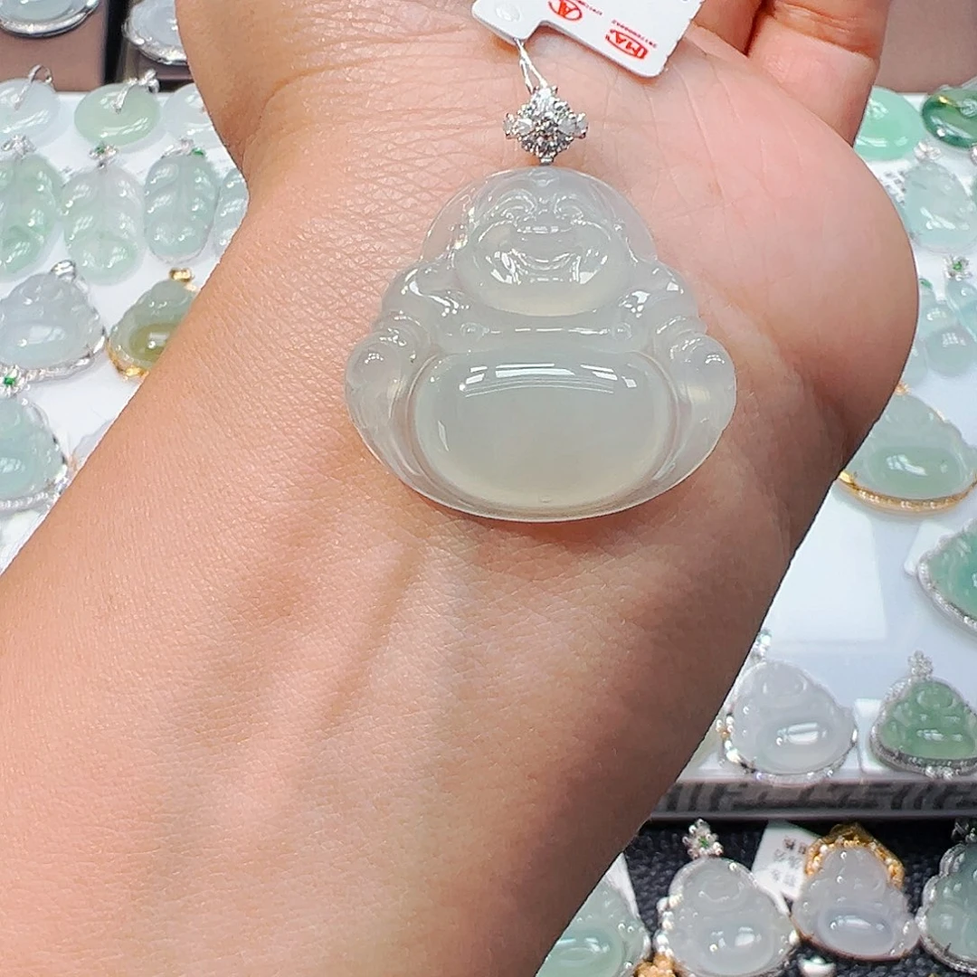 吊坠(不含链)18K金镶嵌翡翠佛公