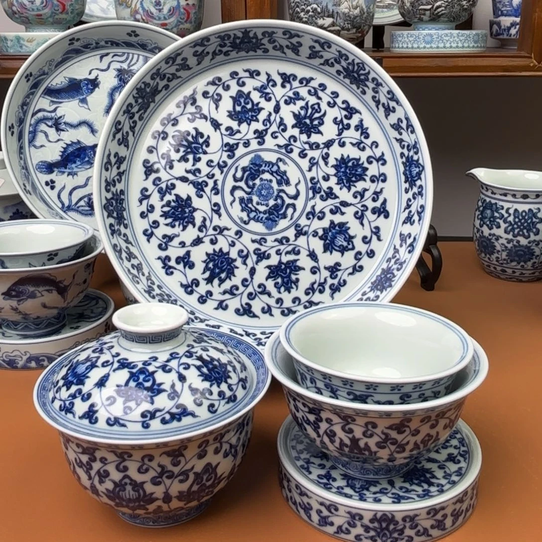 三***.景德镇陶瓷五件套无礼盒