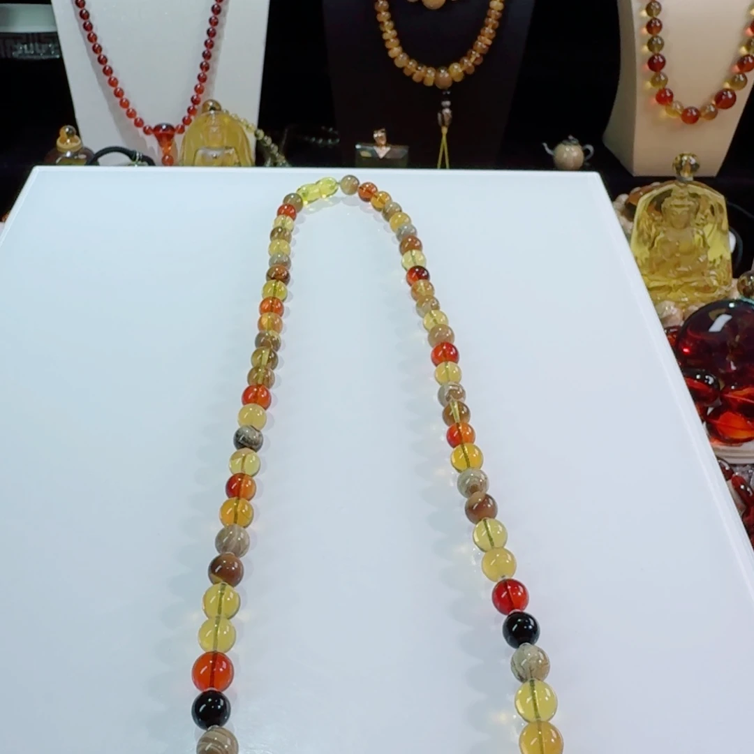 未镶嵌琥珀裸石天然缅甸琥珀多宝项链