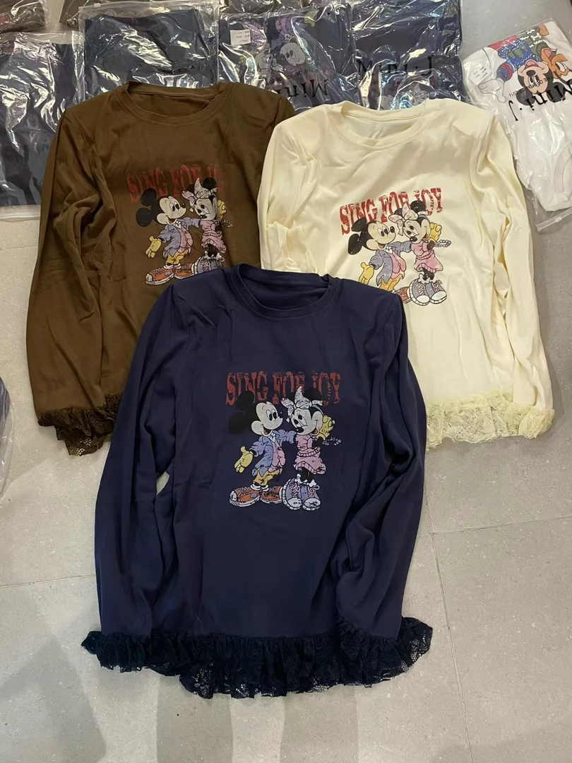 2025秋冬新款韩版时尚圆领卡通印花长袖T恤女宽松显瘦百搭上衣潮