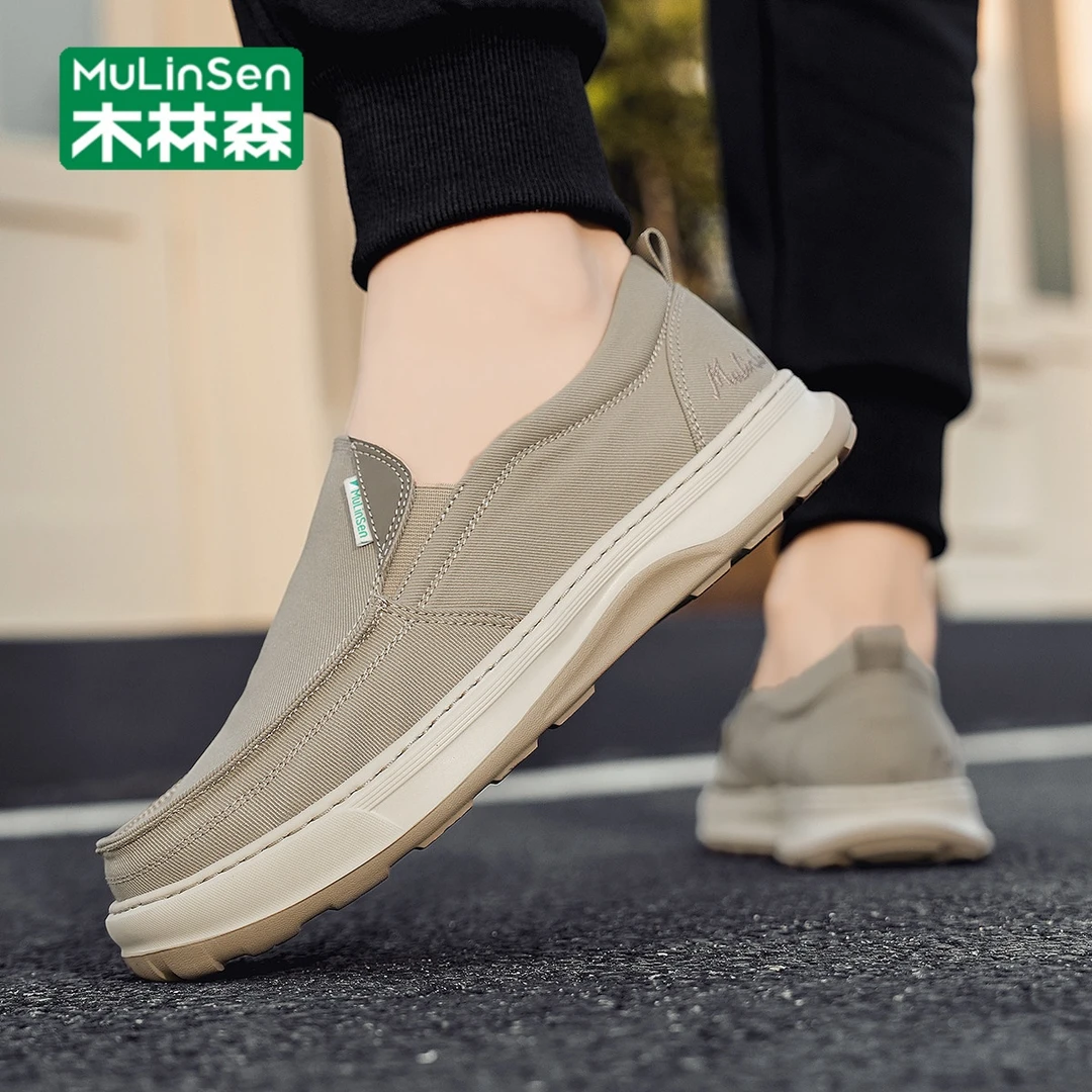 木林森老北京布鞋男士春秋2025新款开车懒人豆豆潮鞋秋季休闲板鞋
