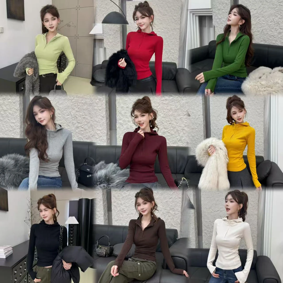 JUSTCC【具象慵懒】氛围感半拉链连帽内磨毛加厚上衣