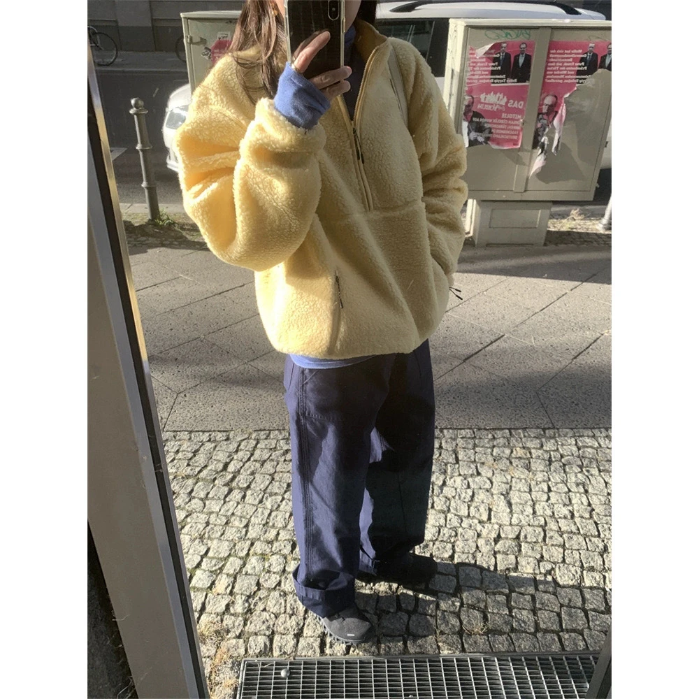 【韩原】冬季新款韩国设计师ler*be休闲摇粒绒拉链卫衣