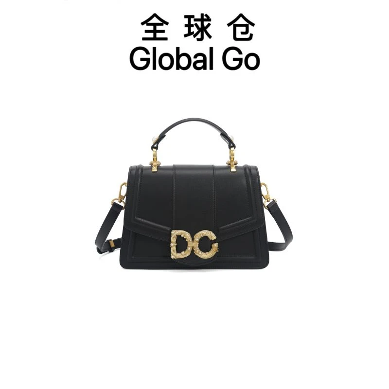 【Global Go】珍珠镶嵌巴洛克式复古五金邮差手拿斜挎单肩X-7030黑