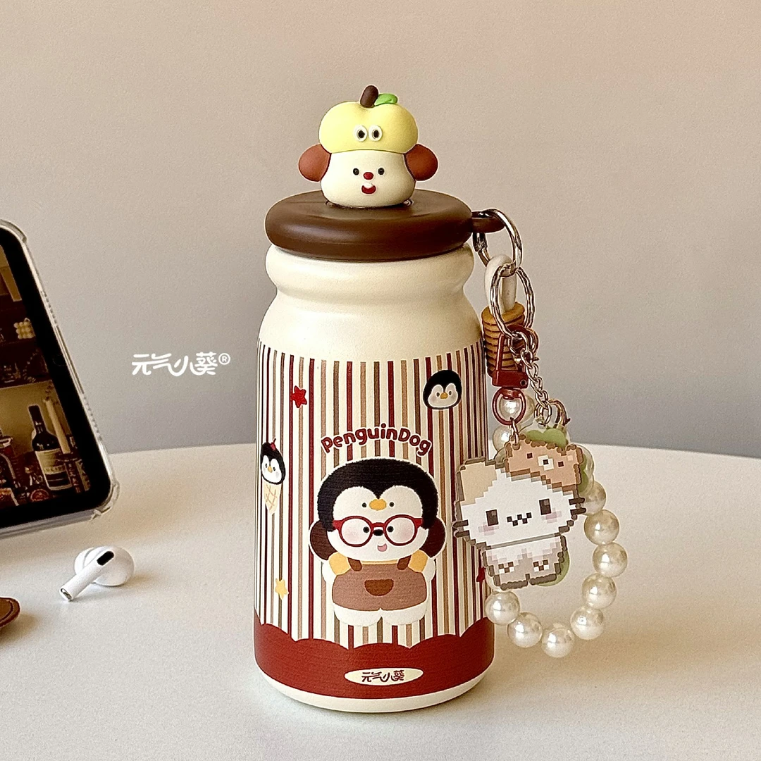 ins新款保温杯高颜值女生316不锈钢学生便携可爱吸管卡通儿童水杯