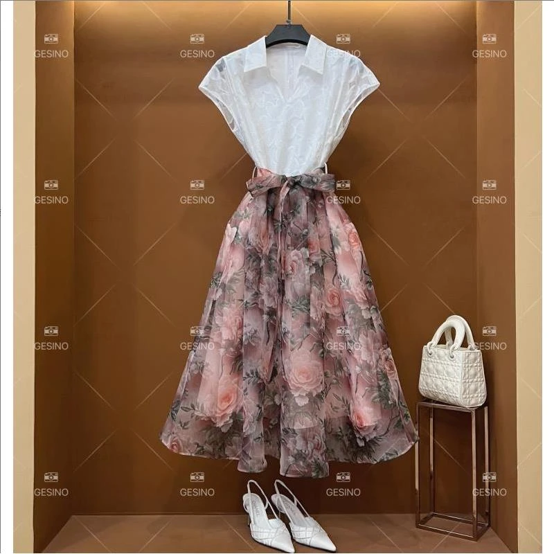 【M】春夏丨设计师轻奢法式印花女士连衣裙CX-2024613