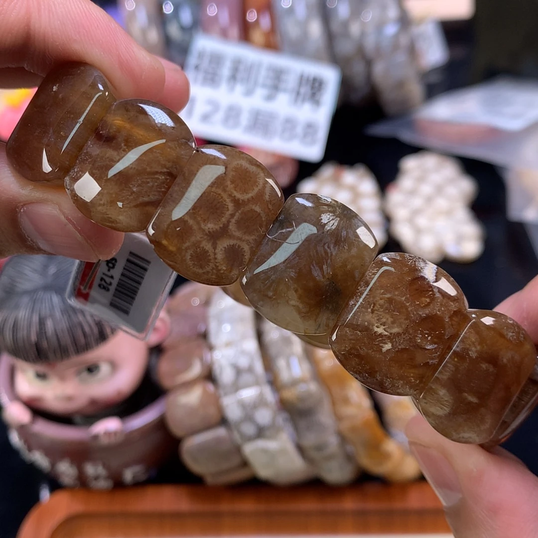 【闪购商品】颈饰未镶嵌硅化珊瑚（珊瑚玉）56号咖冰柠檬