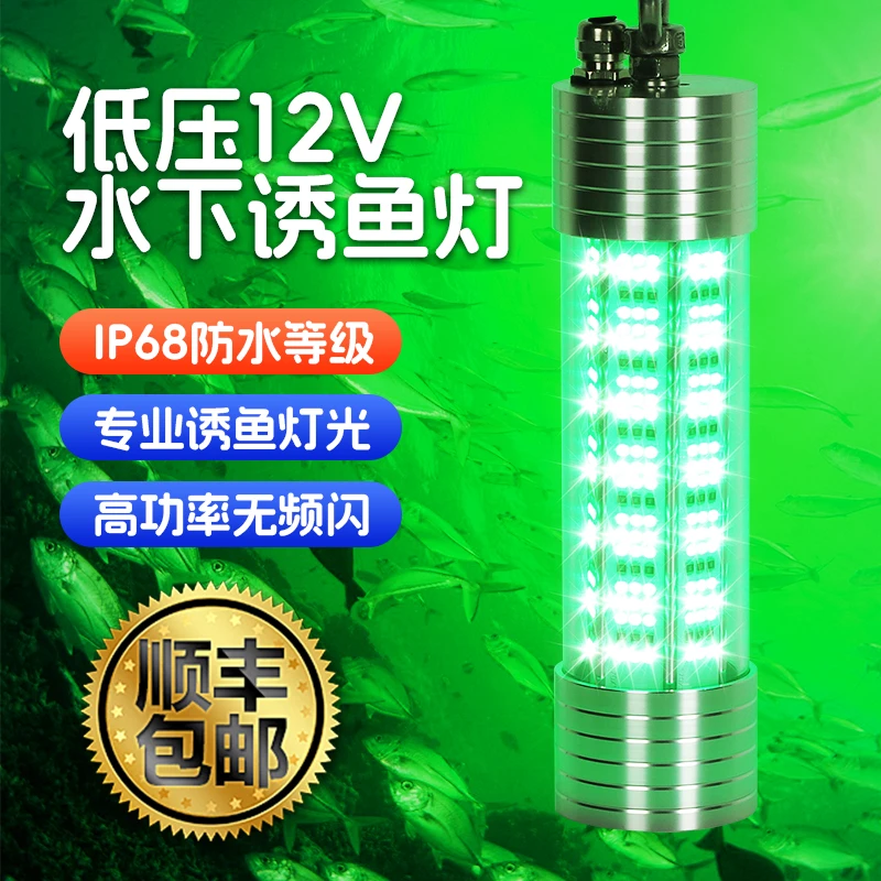 12V诱鱼灯池沼公鱼水下集鱼灯led水下照明水底灯带鱼鱿鱼玉米灯泡