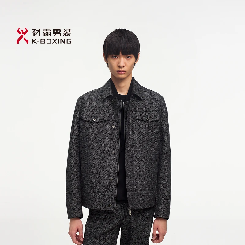 劲霸男装春秋时尚印花老钱风茄克外套┃FKDE1197