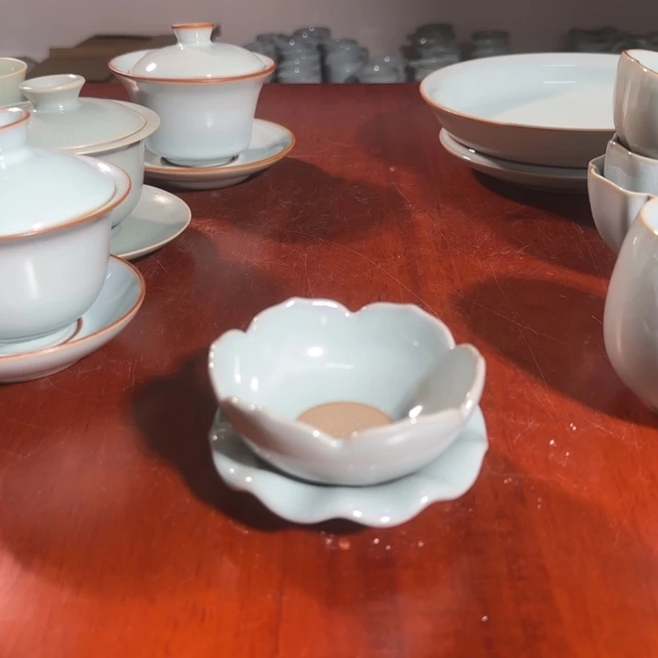 微瑕天青莲花茶漏