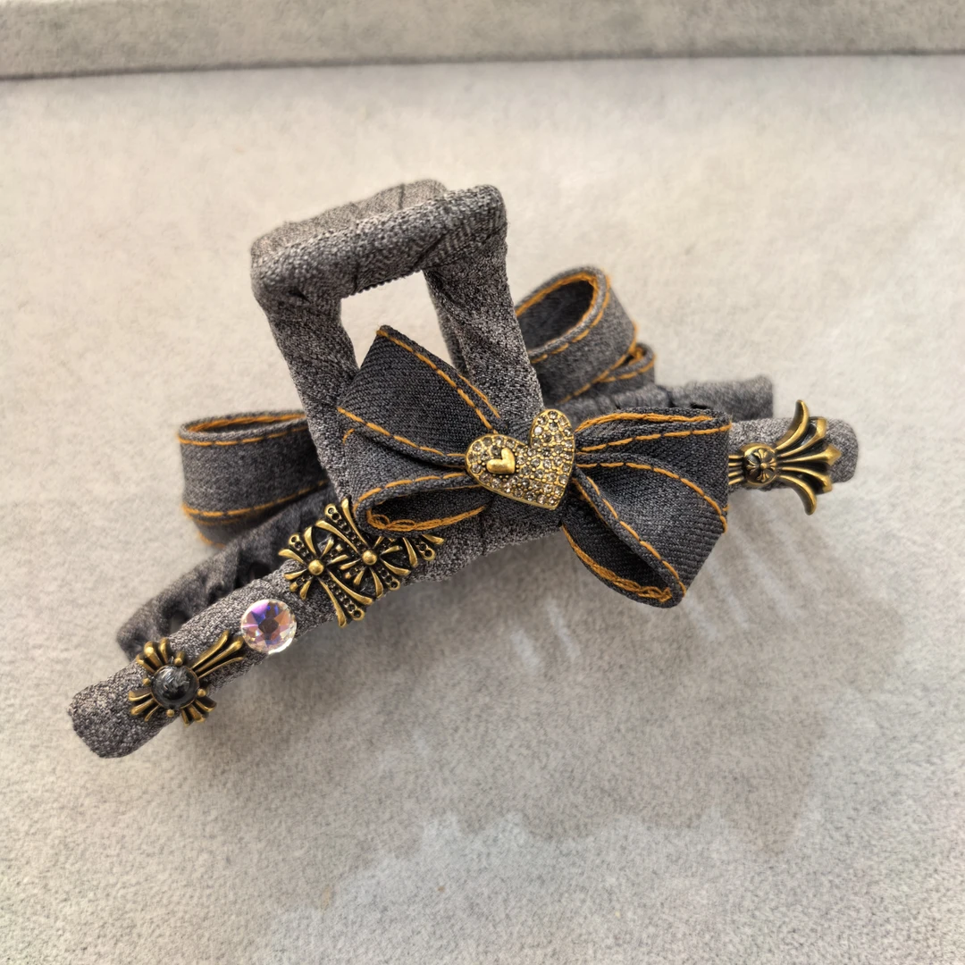 E862金色爱心克克闪闪蝴蝶结AB面大抓夹