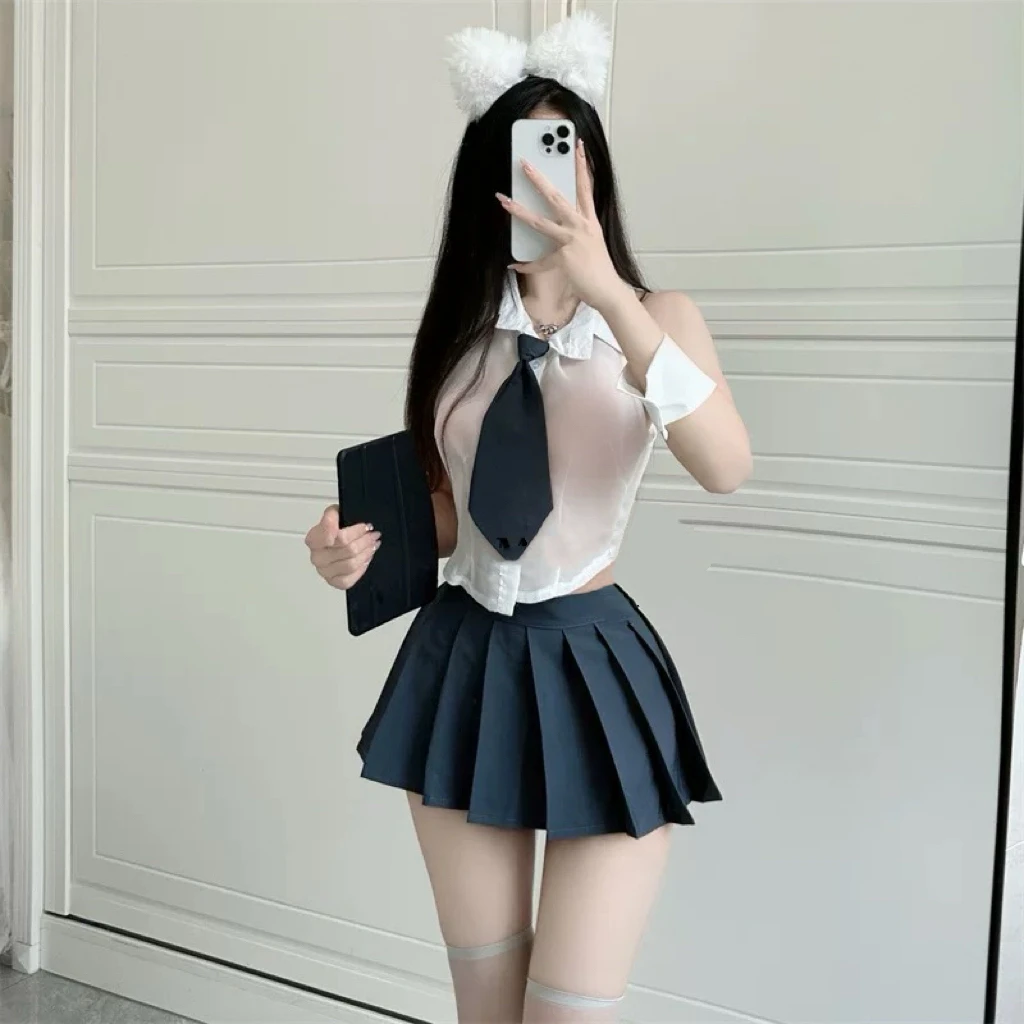 日系显瘦水手服性感辣妹jk学院风百褶裙制服套装